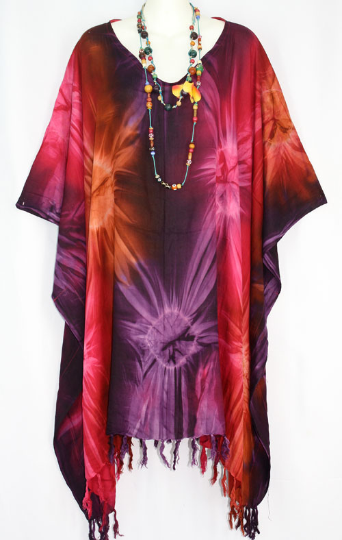 New Colorful Starburst Tie Dye Hippy Kaftan Caftan Tunic Top Plus Size